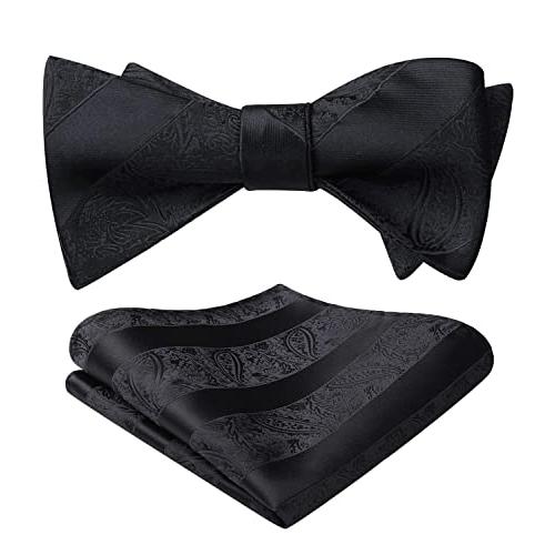 黒 蝶ネクタイメンズ フォーマル 手結び蝶ネクタイ チーフ セット 結婚