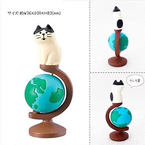 Hahapy 招き猫 置物 地球儀 360 回転可能 手作り置物 インテリア 玄関 北欧 おしゃれ 樹脂 かわいいインテリア 卓上 小物入れ お洒落 ラウンド