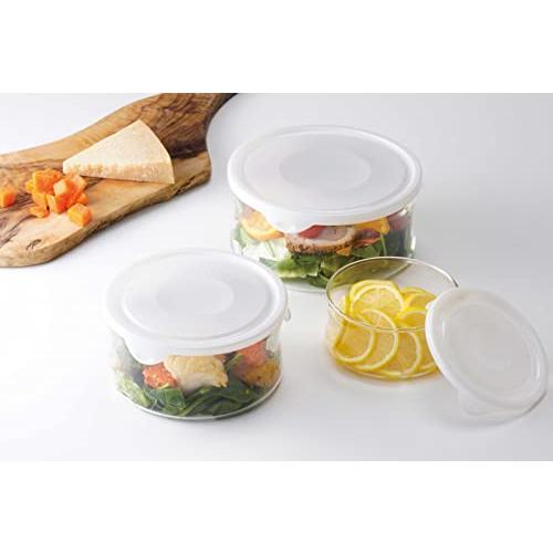 iwaki(イワキ) 耐熱ガラス 保存容器 ホワイト 3点セット New