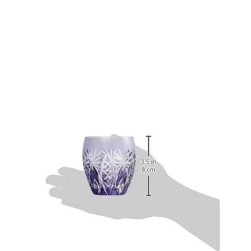 カガミクリスタル(Kagami) ロックグラス 紫 240cc 江戸切子 矢来重に星