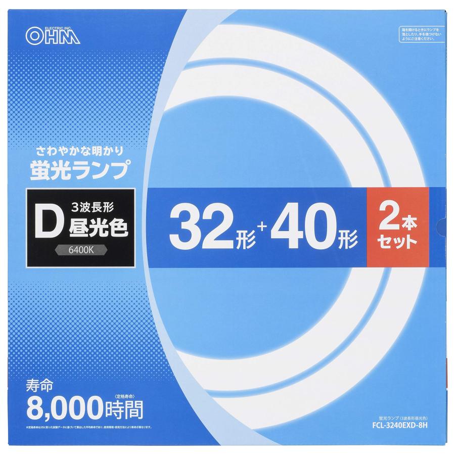 オーム電機 丸形蛍光ランプ 32形+40形 3波長形昼光色 2本セット FCL-3240EXD-8H 06-4526 OHM（Yahoo!・つなぐstore）