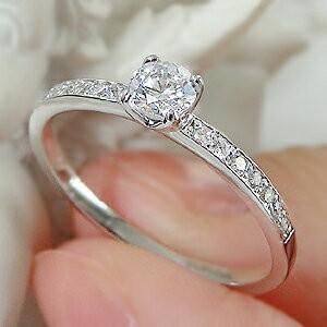 Pt900 0.35ct H-SI ダイヤモンド リング 指輪 プラチナ 重ねづけ シンプル 人気 ダイヤ ギフト 誕生日 エタニティリング 結婚 細身 一粒 フチあり TNSR-0021の画像