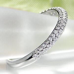限定SALE Pt900 プラチナ 0.3ct ダイヤモンド パヴェ リング 指輪 プラチナ 重ねづけ エタニティ セール 特価 ギフト 誕生日 女性 ご褒美 甲丸 TNSR-0046の画像