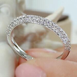限定SALE Pt900 プラチナ 0.3ct ダイヤモンド パヴェ リング 指輪 プラチナ 重ねづけ エタニティ セール 特価 ギフト 誕生日 女性 ご褒美 甲丸 TNSR-0046の画像