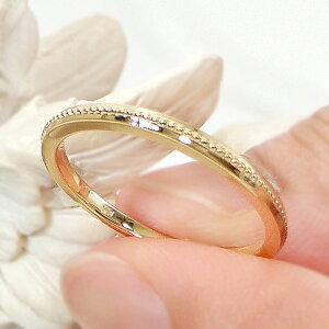 K18YG ドット 地金 リング 指輪 重ねづけ 人気 結婚 引っ掛からない