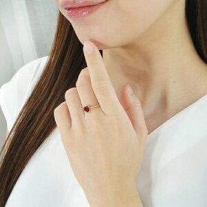 イエローゴールド ハート ガーネット リング 10金 K10 YG レッド 赤 