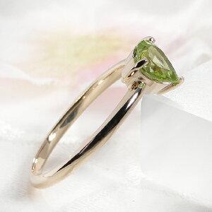 K18 ハート型ペリドット リング 13号