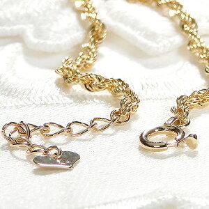 イエローゴールド K18YG ロープチェーン ブレスレット 18cm 送料無料 18金 人気 ゴールド ブレス 18k 外しやすい 着けやすい チェーン ギフト tsunob0007の画像