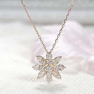 ダイヤモンド 0.3ct フラワー ペンダント ネックレス