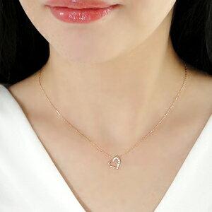 K18WG ルビー0.1&ダイヤ0.1オープンハートネックレス