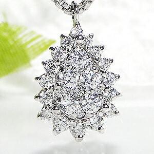 Pt900 0.4ct ダイヤモンド 雫 モチーフ ネックレス ペンダント ダイヤ プラチナ しずく 涙 ティアドロップ ギフト 誕生日 プレゼント パヴェ tsunon0032の画像
