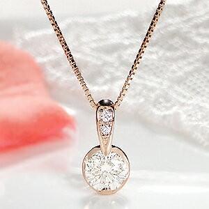 SALE K18PG 0.62ct 一粒 ダイヤモンド ネックレス ダイヤ ピンク ゴールド ダイヤ ギフト 誕生日 女性 贈り物 ご褒美 １粒 ペンダント tsunon0035-K18pgの画像