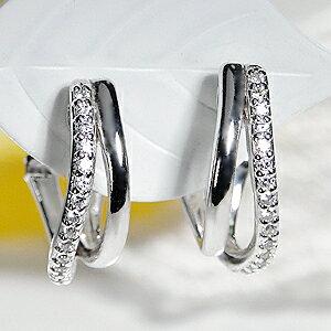 ２WAY K18WG 0.20ct エタニティ ダイヤモンド ピアス イヤリング ダイヤ ゴールド  人気 レディース ジュエリー ギフト 誕生日 女性 贈り物 tsunop0015の画像