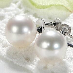 K14WG 一粒 アコヤ パール イヤリング 8.5mm 8.5ミリ 大粒 真珠 あこや  