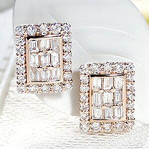 K18WG スクエアピアス 0.25ct 角ピアス 片耳