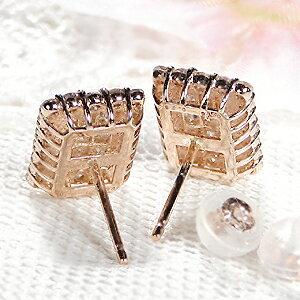 K18WG スクエアピアス 0.25ct 角ピアス 片耳