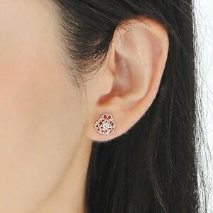 H&C K18 PG ルビー&ダイヤモンド 薔薇 ピアス ダイヤ 人気 ダイヤモンド バラ ルビー ばら ゴールド レディース  ギフト 誕生日 ご褒美 tsunop0023の画像