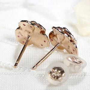 H&C K18 PG ルビー&ダイヤモンド 薔薇 ピアス ダイヤ 人気 ダイヤモンド バラ ルビー ばら ゴールド レディース  ギフト 誕生日 ご褒美 tsunop0023の画像
