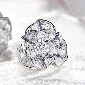 H&C Pt900 ダイヤモンド 薔薇 ピアス ダイヤ 人気 バジュエリー ゴージャス ダイア プラチナ レディース ジュエリー ギフト 誕生日 女性 ご褒美 tsunop0024の画像