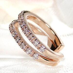 K18PG 2連 ダイヤモンド 0.26カラット イヤーカフ 片耳用 ピンク ゴールド ダイヤ ２列 イヤーカフス ダイア 0.26ct earcuff 18金 18k ギフト tsunop0027の画像