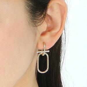 K10YG チェーンリンク フープ ピアス ダイヤ イエロー ゴールド