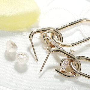 K10YG チェーンリンク フープ ピアス ダイヤ イエロー ゴールド