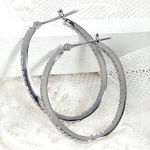 K18WG 0.60ct ダイヤモンド フープ ピアス ダイヤ 18金 18k ホワイト ゴールド ウェーブ 遮断式 ワンタッチ 人気 ダイア ギフト 誕生日 女性 贈り物 tsunop0030の画像