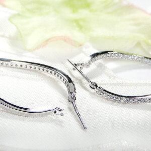 K18WG 0.60ct ダイヤモンド フープ ピアス ダイヤ 18金 18k ホワイト ゴールド ウェーブ 遮断式 ワンタッチ 人気 ダイア ギフト 誕生日 女性 贈り物 tsunop0030の画像
