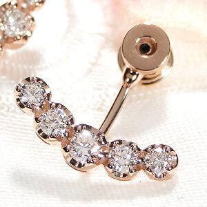 K10PG 0.70ct ラウンド型 ピアス ライン型 キャッチ セット ダイヤ 10金 10k ピンク ゴールド 可愛い 0.7カラット セットピアス セット売り 人気 tsunop0033_4