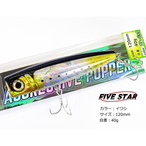 青物用トップウォータールアー ファイブスター アグレッシブポッパー 1mm 40g イワシ Sale 64 Off
