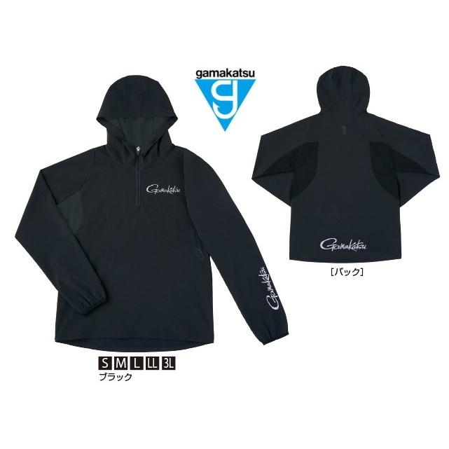 がまかつ GM-3632 ブラック フィッシングパーカー Gamakatsu がまかつ ウィンドブレイクジップシャツ GM-3632
