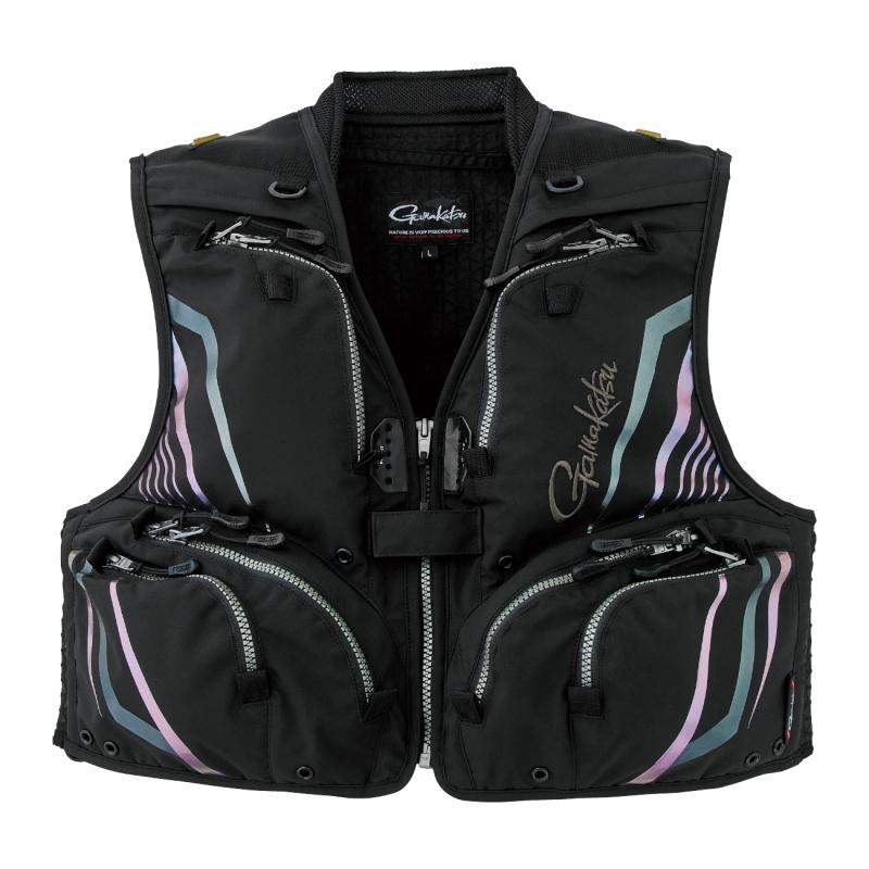 (セール) がまかつ ショートハーフメッシュベスト GM-2332 M・ブラック Lサイズ / ベスト Gamakatsu（がまかつ） (セール) ショートハーフメッシュベスト GM