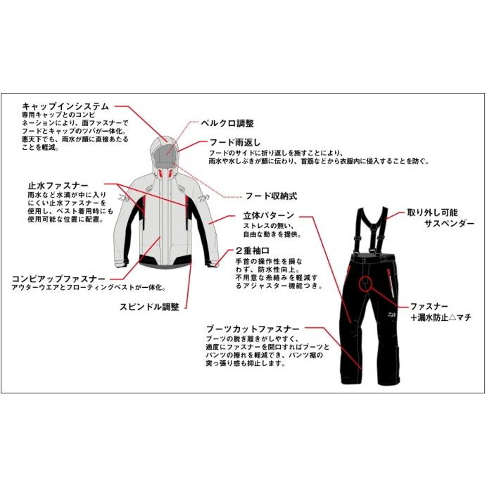 ダイワ レインマックス (R) ハイパー コンビアップレインスーツ DR-3108 レッド 2XL(3L) (送料無料) (D01) (O01) レインマックス ハイパー ダイワ コンビアップレインスーツ DR