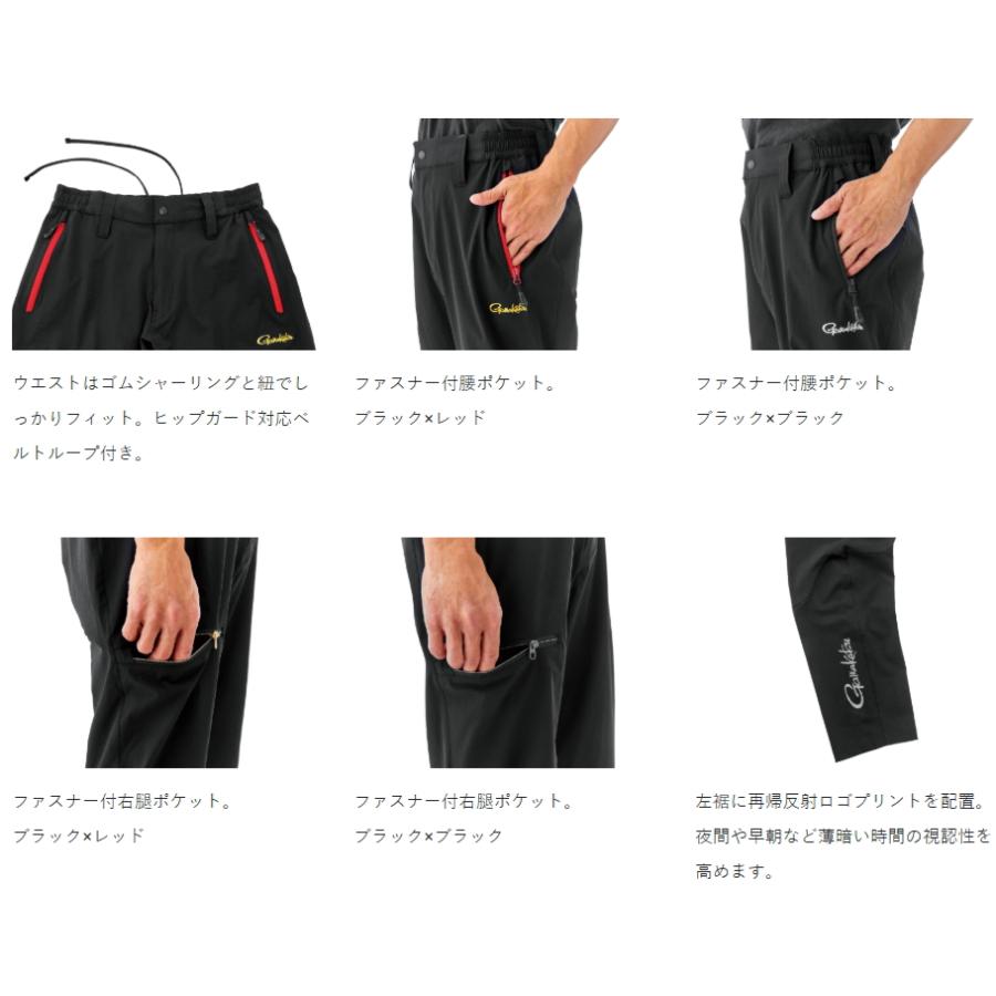 がまかつ ライトストレッチフィッシングパンツ GM-3777 ブラック／レッド Lサイズ / gamakatsuの画像