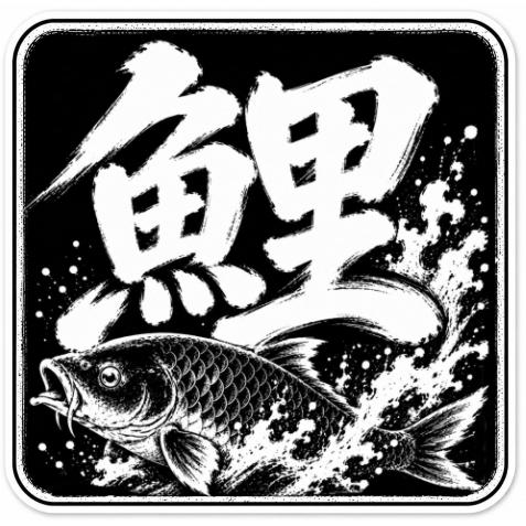 釣りステッカー 魚筆文字 鯉 (こい) Mサイズ 約7.3cm TS-267｜コイ釣り