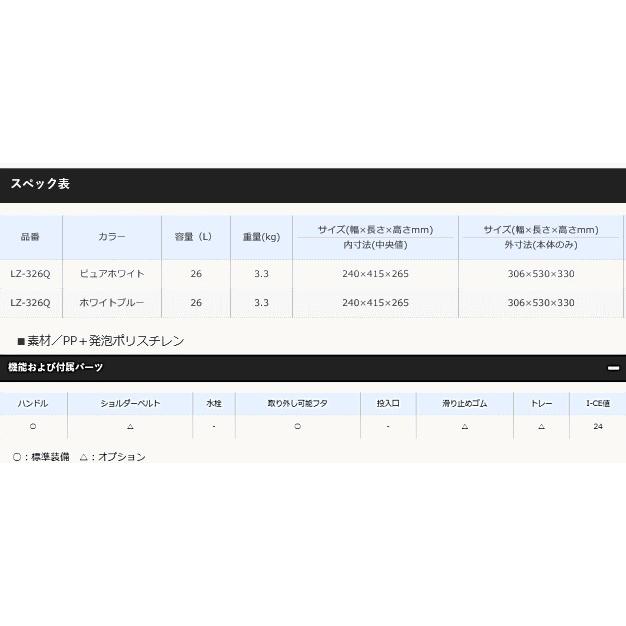 シマノ クーラーボックス ホリデークール 260 LZ-326Q ホワイトブルー/26L / shimanoの画像