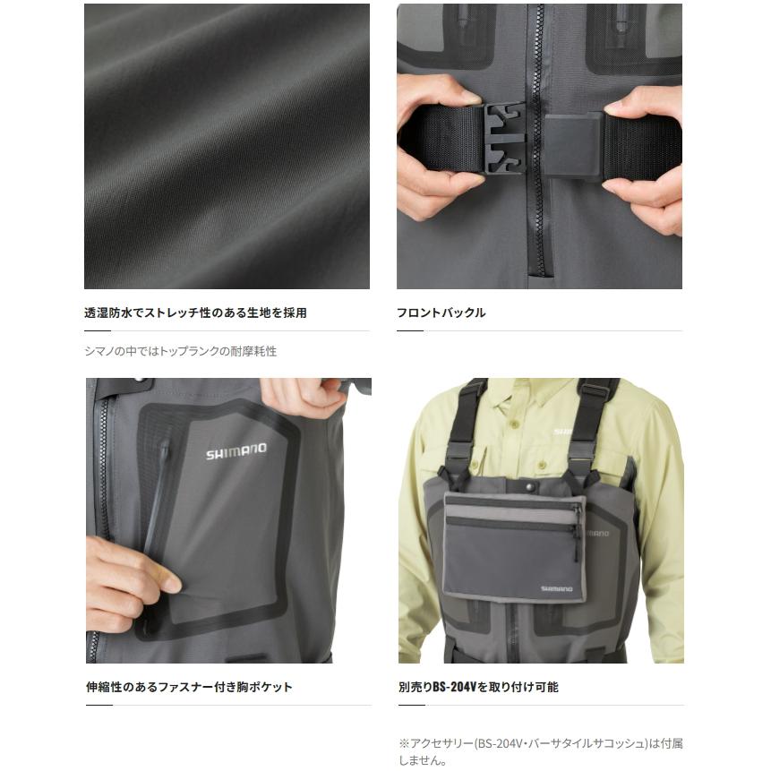 シマノ ドライシールド+4 ストレッチウェーダー ラジアル FF-000V チャコールグレー MLサイズ / shimano / 釣具_3