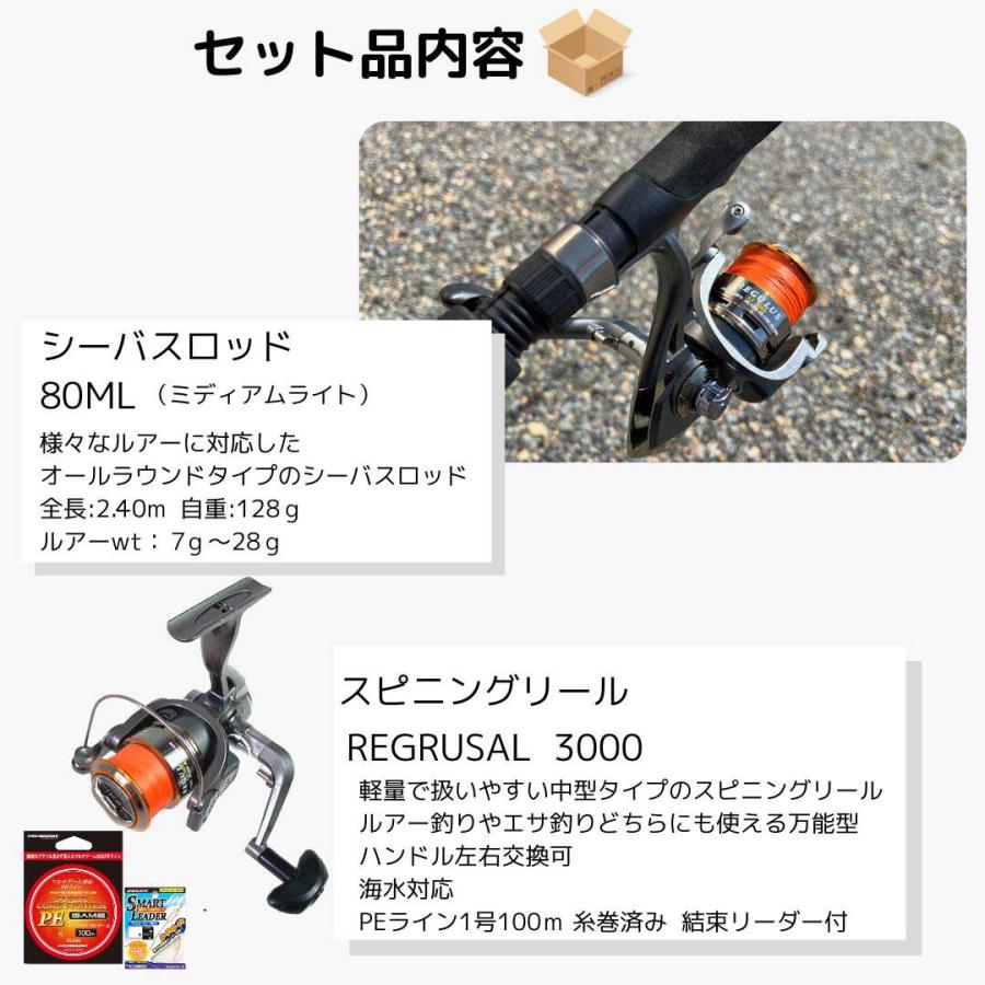 シーバス入門オールインワンセットPE シーバスロッド＋リール PEライン