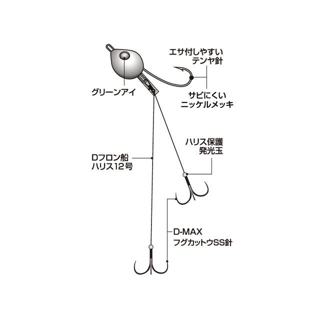 ダイワ／DAIWA　快適カットウ仕掛けＳＳ　３０号　●ヘッドカラー：夜光　（カットウフグ仕掛）｜tsurigu-ten｜02