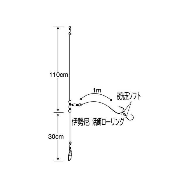 ささめ針／SASAME N-103 匠技 泳がせ胴突 全長：1．4m