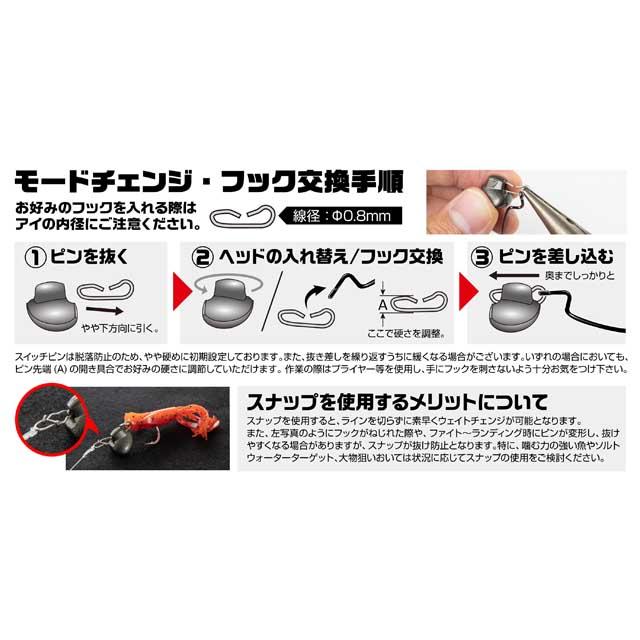 48個に変更 カツイチ デコイ／DECOY SV-48 スイッチクロス （シンカー向き変更可能