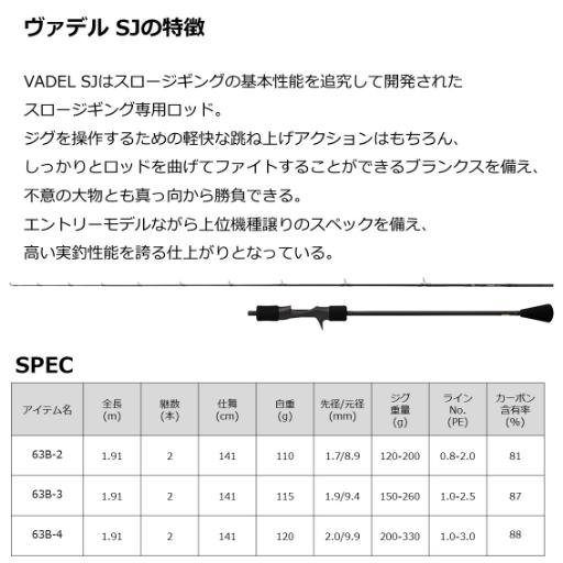 最終値下げ　ダイワ　ヴァデル　63B-3 SJ VADEL DAIWA（釣り） 22 ヴァデル SJ 63B-3 釣り ジギングロッド - 最
