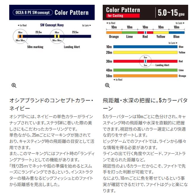 OCEA 送料無料 シマノ オシア 17+ PE 10号 300m 10m x 5カラー LD-A91Y