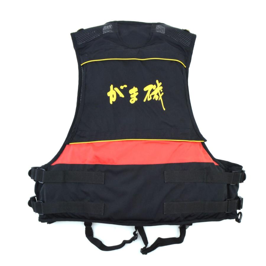 美品 がまかつ がま磯 フローティングベスト GM-2153 ブラック/レッド