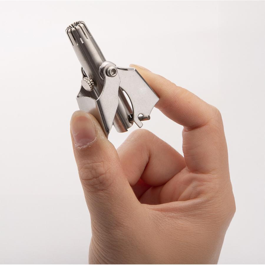 鼻毛カッター 手動式 電池不要 コンパクト ステンレス ブラシ