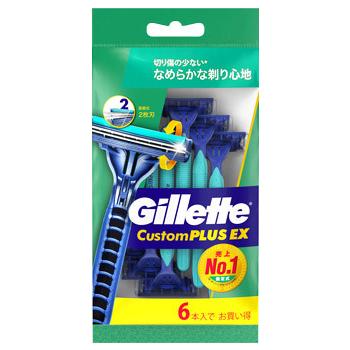 P&G ジレット カスタムプラスEX 首振式 2枚刃カミソリ (6本) 男性用