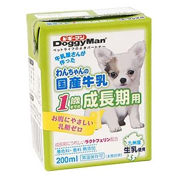 ドギーマン　わんちゃんの国産牛乳　1歳までの成長期用　(200mL)　ドッグフード　犬用ミルク｜tsuruha