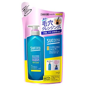 【送料無料】★まとめ買い★　サクセスリンスのいらない薬用シャンプースムースウォッシュ　ＥＸクール本体　４００ｍｌ　×12... サクセス 花王 リンスのいらない薬用シャンプー スムースウォッシュ