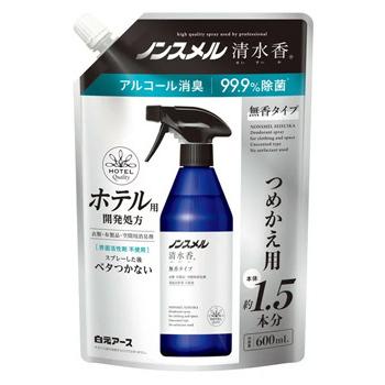 白元アース ノンスメル清水香 無香タイプ つめかえ用 パウチ (600mL) 詰め替え用 衣類・布製品・空間用消臭剤｜tsuruha