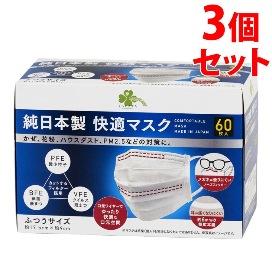 くらしリズム 《セット販売》 純日本製 快適マスク ふつうサイズ 約